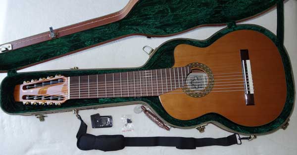 Cathedral Guitar 2015 Model 125CEL 10-String Classical Harp Guitar with Cutaway, Fishman Presys Pickup, Hardshell Case