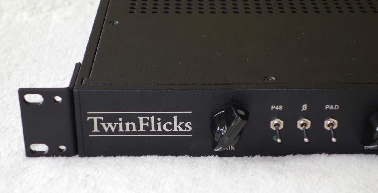 Flickinger Audio TwinFlicks Dual Channel 50 dB Mic Pre Racked with Vintage 1972 Flickinger Channels from Ray Stevens' Sound Lab / Nashville Console