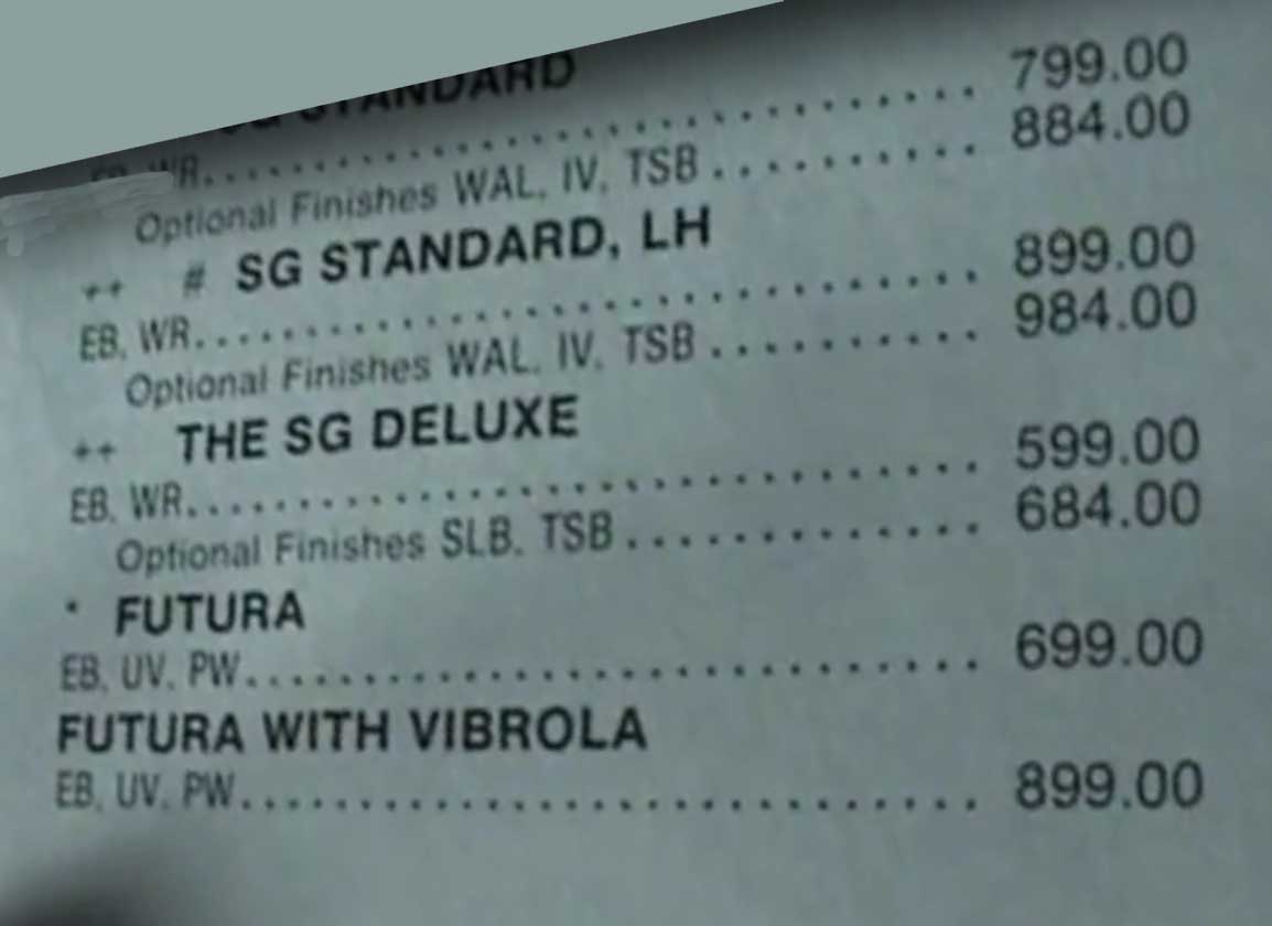 1983 Gibson Catalog Price List Futura