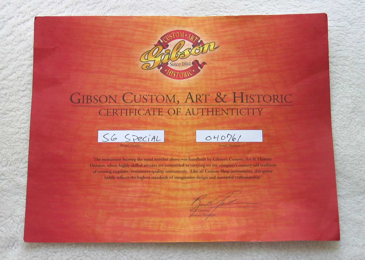 2004 GIBSON Custom Shop 1961 SG Special Reissue