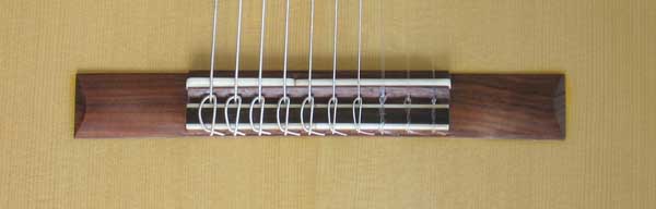 2004 Lucio Nunez 10-String Classical Harp Guitar Bridge