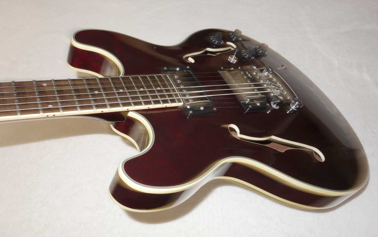 Vintage 1980s Aria Pro II TA-40 Hollow Body Guitar in Burgundy Wine, All Original