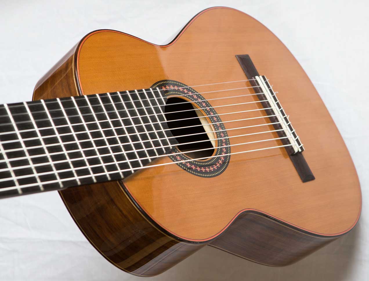 New Cathedral 40 Classical 10-String Harp Guitar in Cedar / Madagascar Rosewood, by Lucio Nunez
