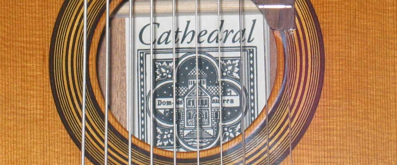 Cathedral Guitar Model 15 Classical Harp Guitar Label
