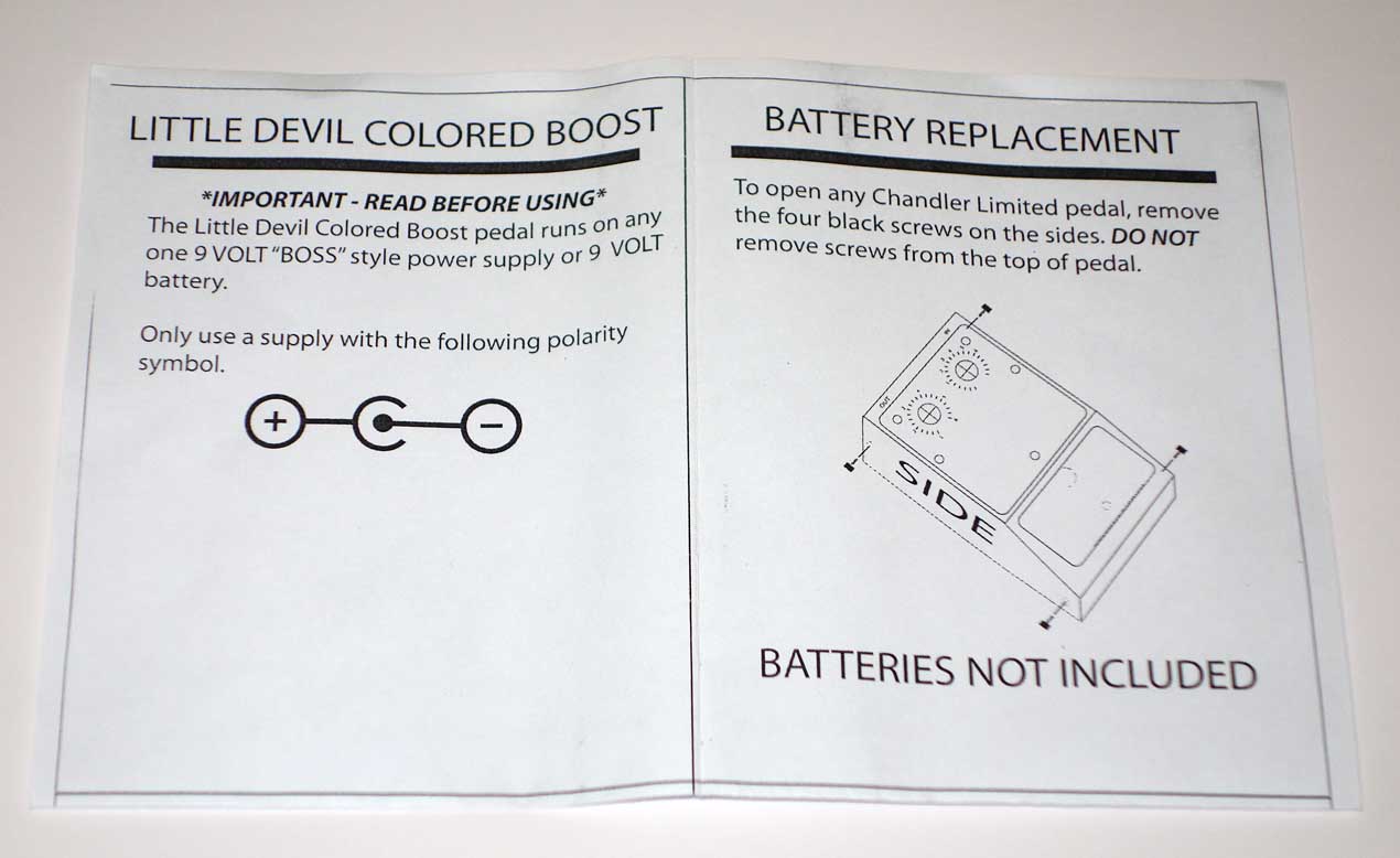 Chandler Limited Colored Boost Pedal for Electric Guitar