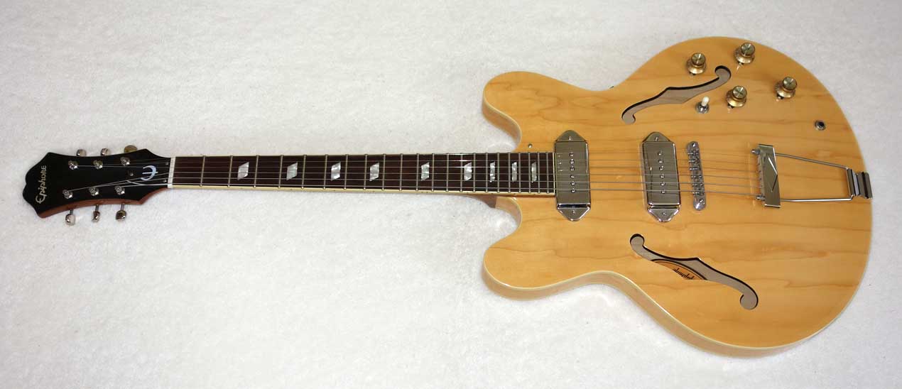 2007 Epiphone Casino Electric Guitar w/ Case, Rare 1-Piece Mahogany Neck, Natural Finish