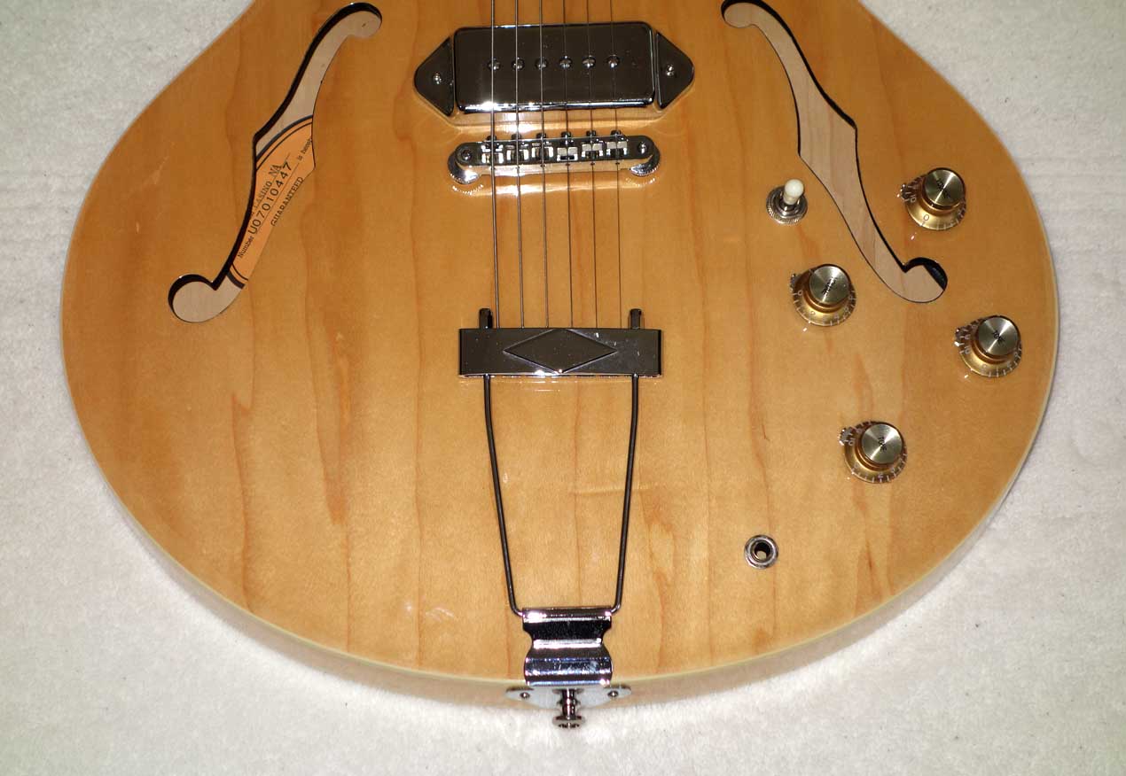 2007 Epiphone Casino Electric Guitar w/ Case, Rare 1-Piece Mahogany Neck, Natural Finish