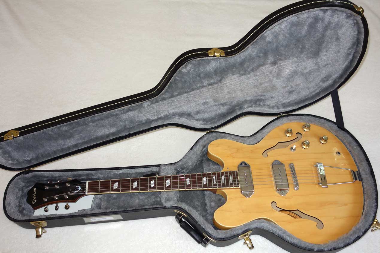 2007 Epiphone Casino Electric Guitar w/ Case, Rare 1-Piece Mahogany Neck, Natural Finish