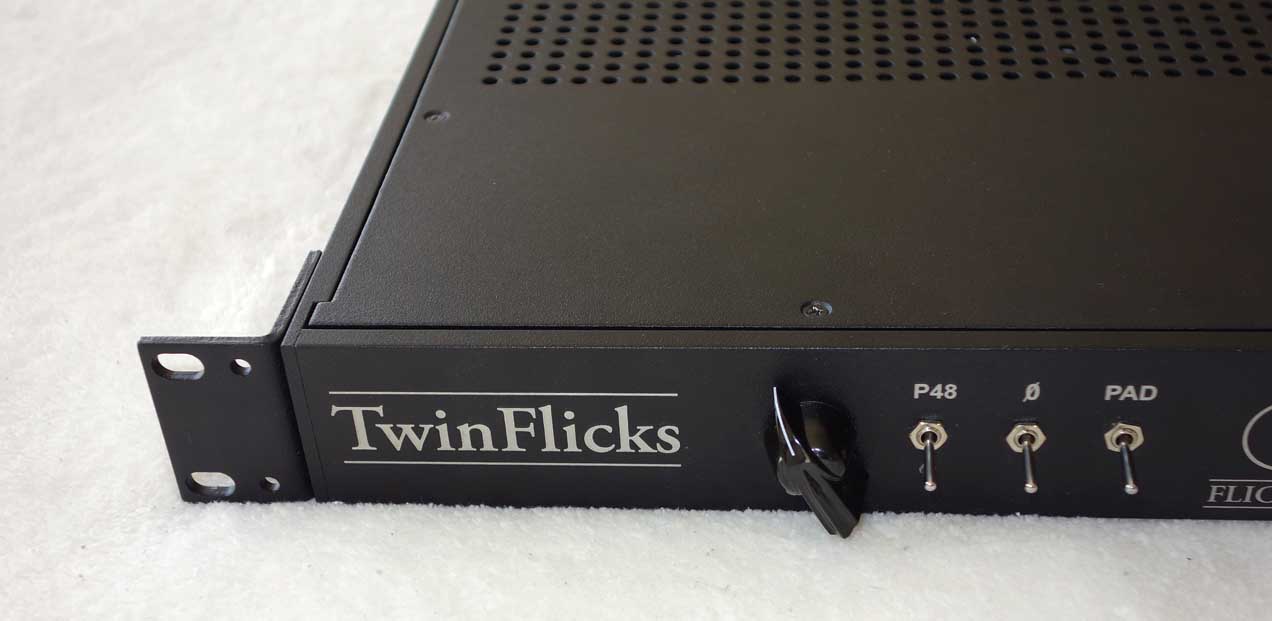 Flickinger Audio TwinFlicks Dual Channel 50 dB Mic Pre Racked with Vintage 1972 Flickinger Channels from Ray Stevens Sound Lab Nashville 32 Ch. Console