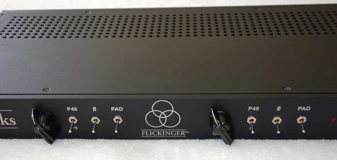 Flickinger Audio TwinFlicks Dual Channel 50 dB Mic Pre Racked with Vintage 1972 Flickinger Channels from Ray Stevens Sound Lab Nashville 32 Ch. Console