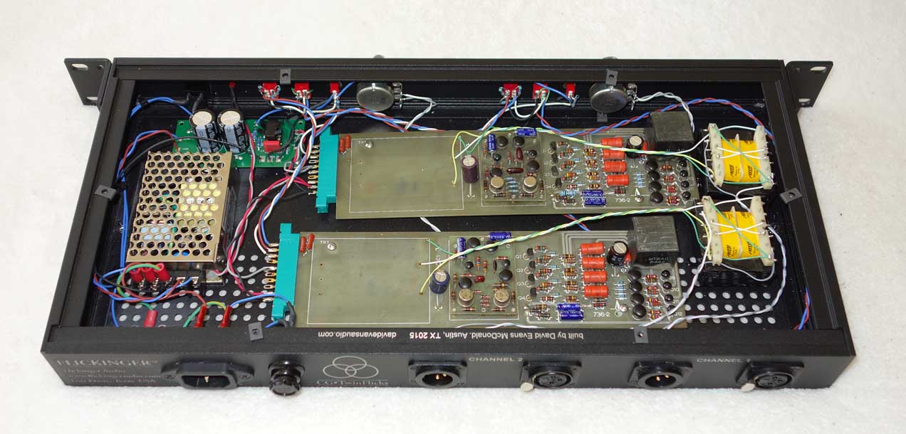 Flickinger Audio TwinFlicks Dual Channel 50 dB Mic Pre Racked with Vintage 1972 Flickinger Channels from Ray Stevens Sound Lab Nashville 32 Ch. Console