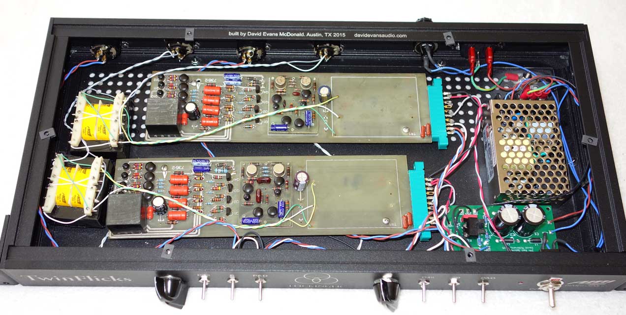 Flickinger Audio TwinFlicks Dual Channel 50 dB Mic Pre Racked with Vintage 1972 Flickinger Channels from Ray Stevens Sound Lab Nashville 32 Ch. Console