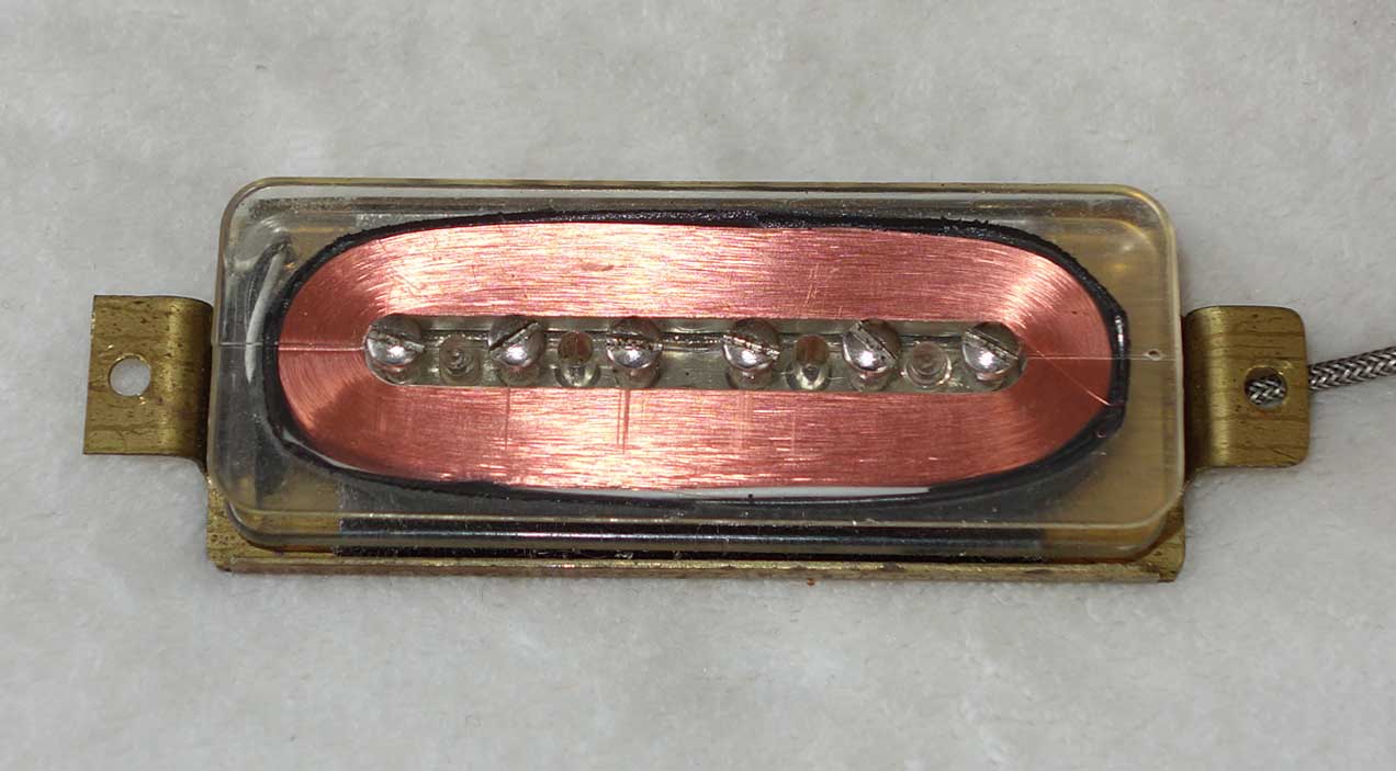 Vintage Gibson P90 Dog Ear Pickup, w/Clear Bobbin, 1968-1970s, w/Black UC-450-1 Cover