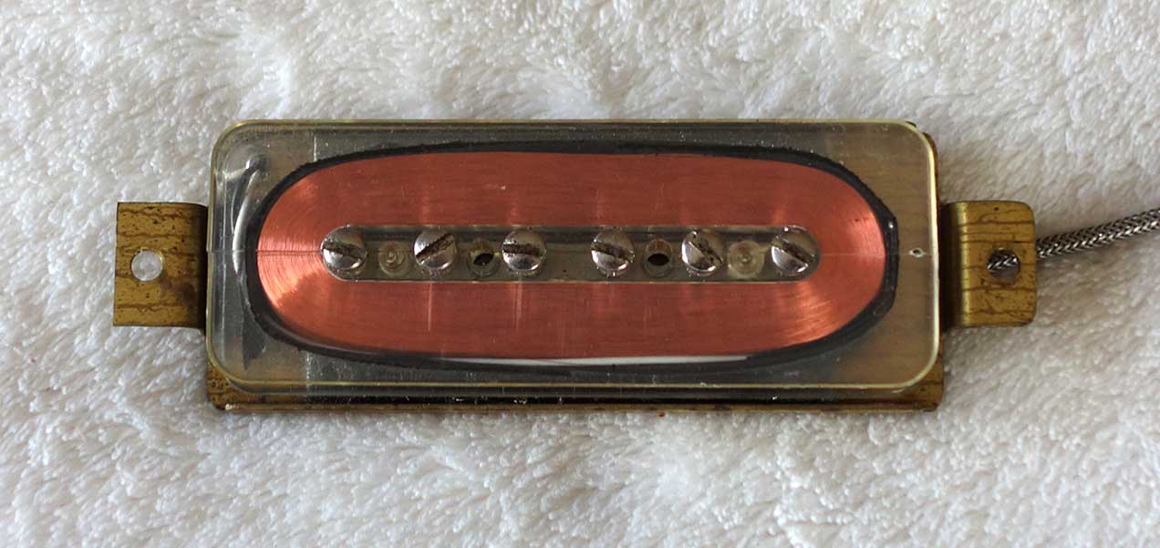 Vintage Gibson P90 Dog Ear Pickup, w/Clear Bobbin, 1968-1970s, w/Black UC-450-1 Cover