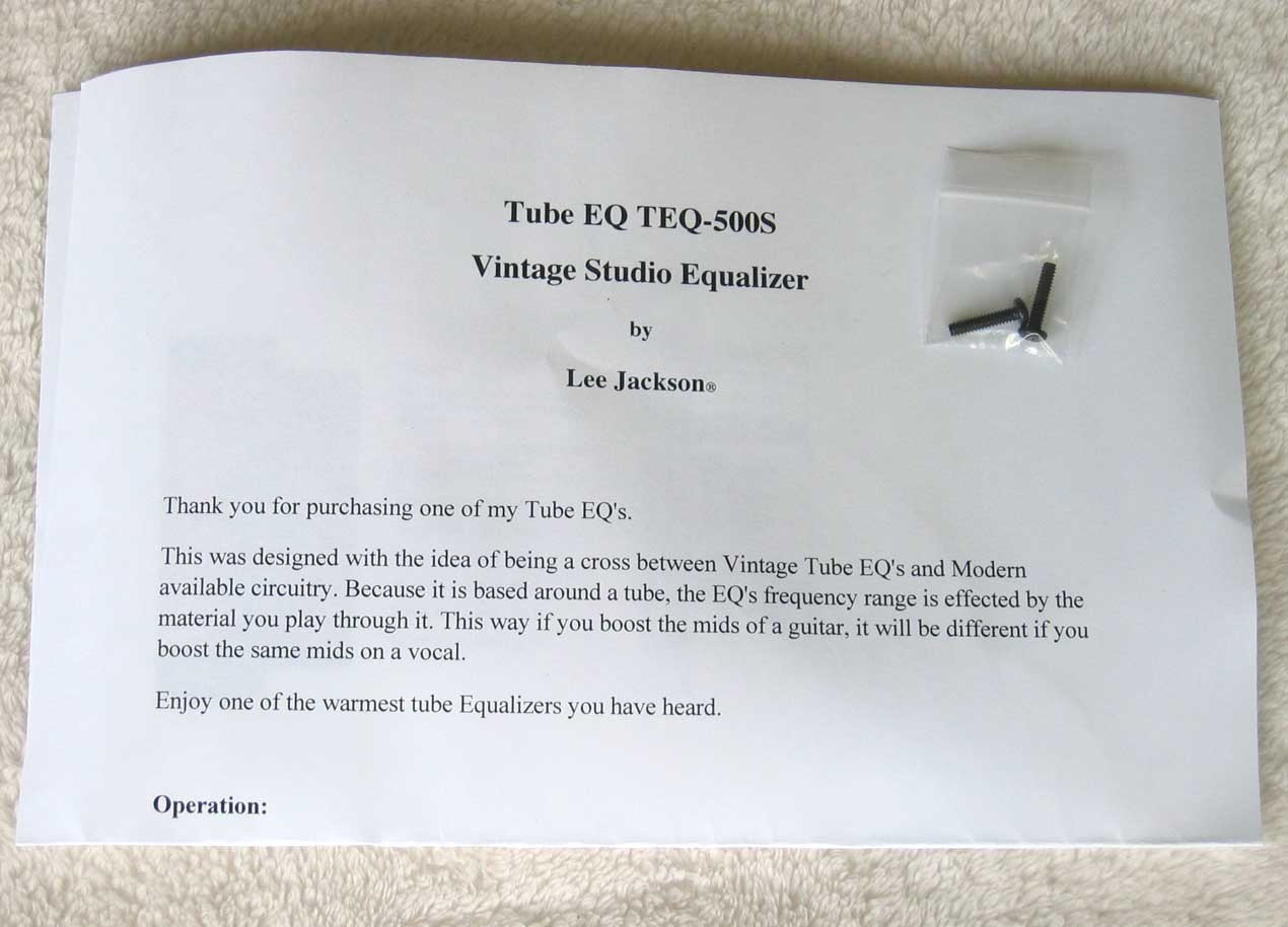 LEE JACKSON Tube EQ TEQ-500S Vintage-Style Studio Equalizer for API 500-Seres Racks and 1806 Consoles