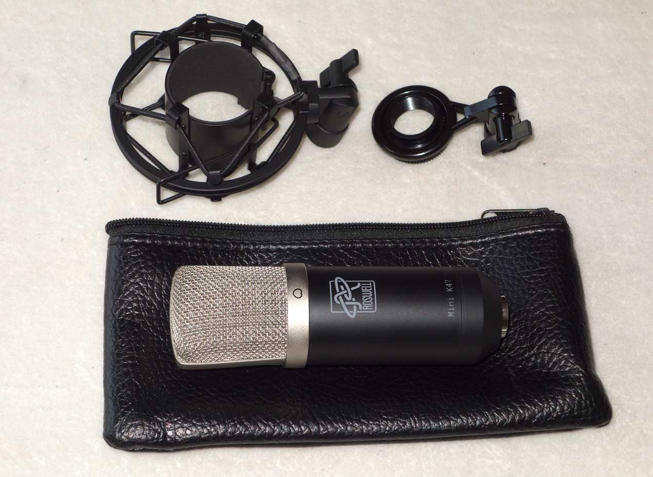 Roswell Audio Mini K47 Condenser Mic w/ Pouch, 2x Mounts, Cardioid Pattern