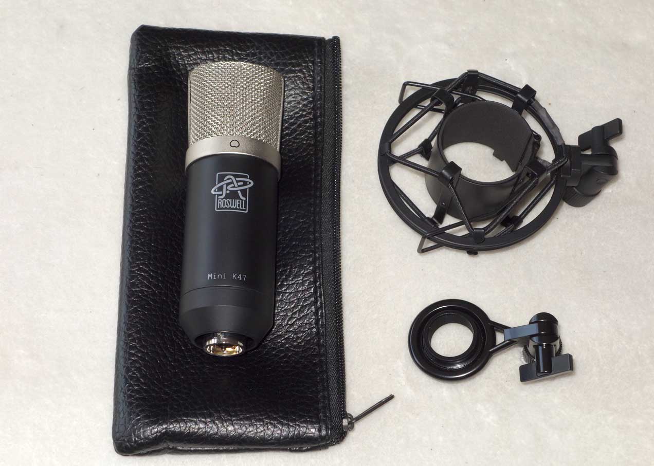 Roswell Audio Mini K47 Condenser Mic w/ Pouch, 2x Mounts, Cardioid Pattern