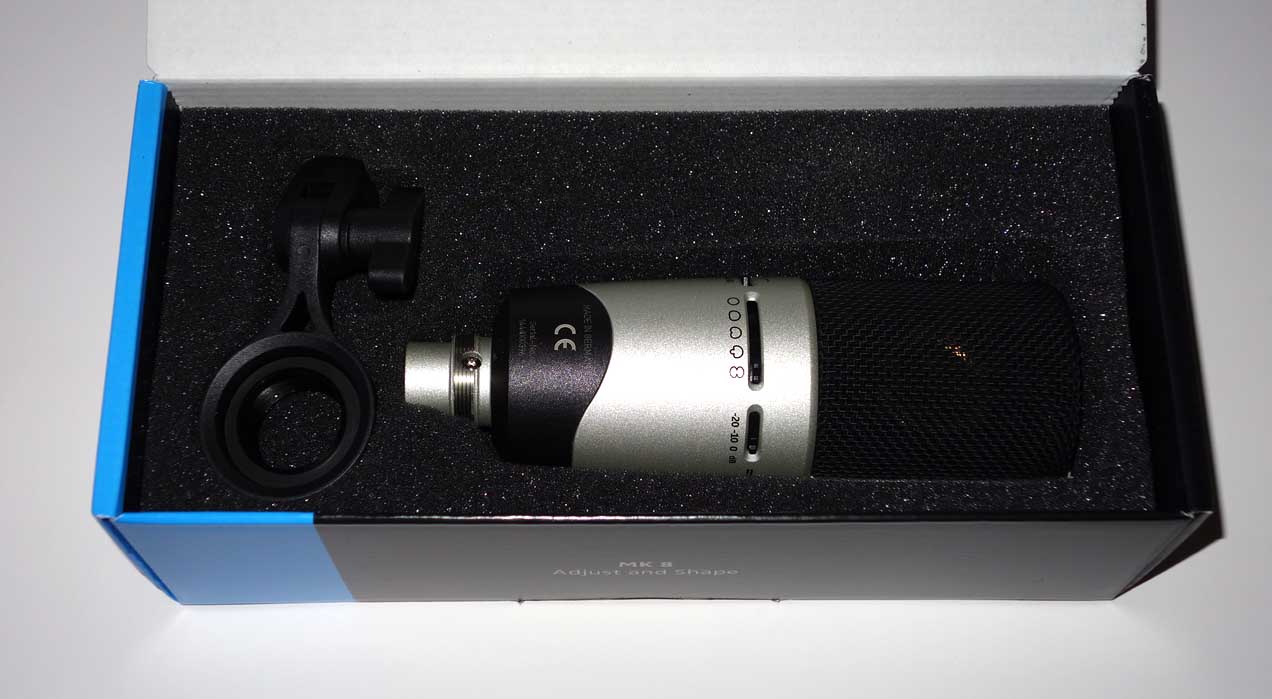 Sennheiser MK8 Condenser Mic w/Clip & Case, 5 Polar Patterns, Pad, Roll-Off