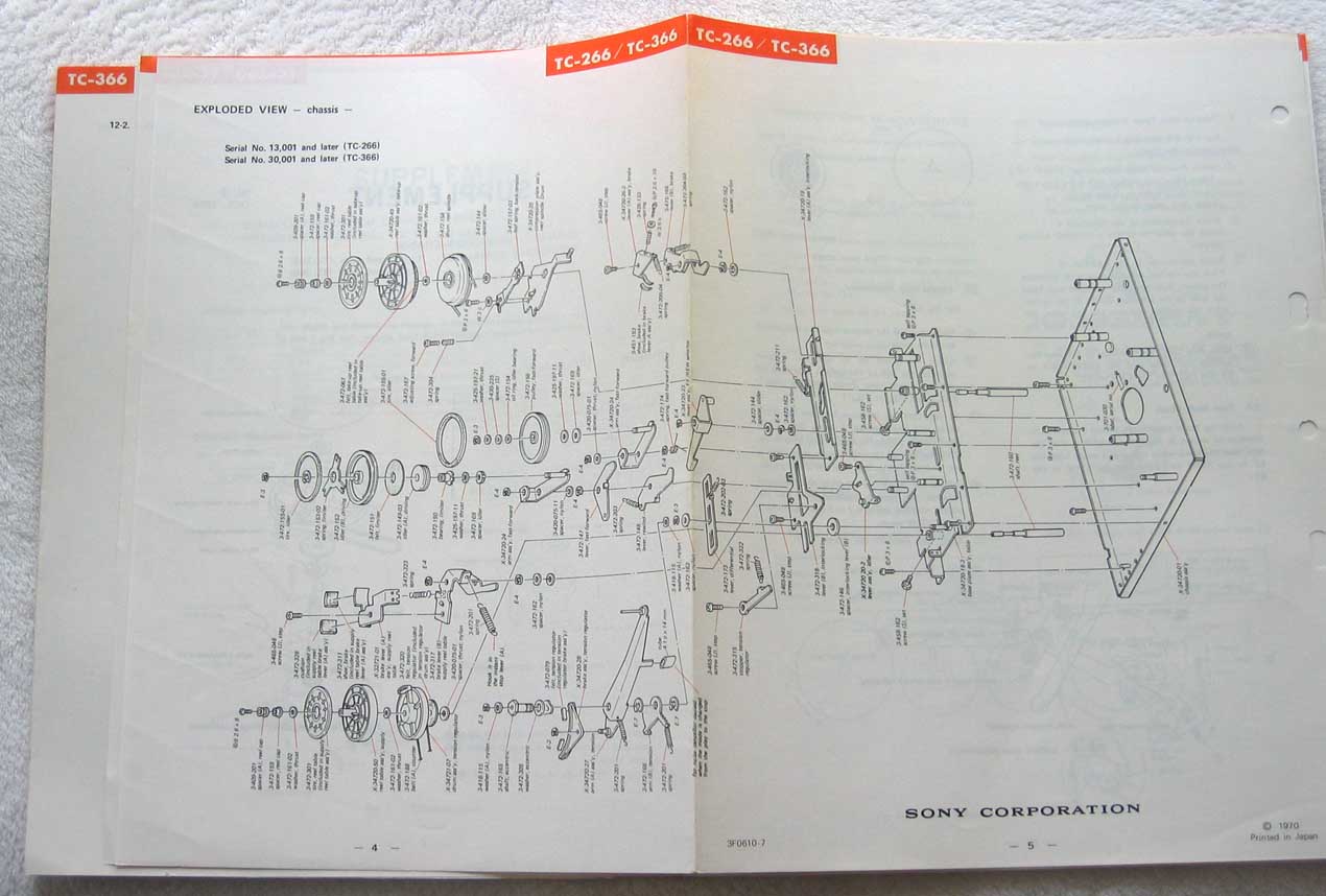 SONY TC-366  Reel-To-Reel Analog Tape Deck Service Maunal