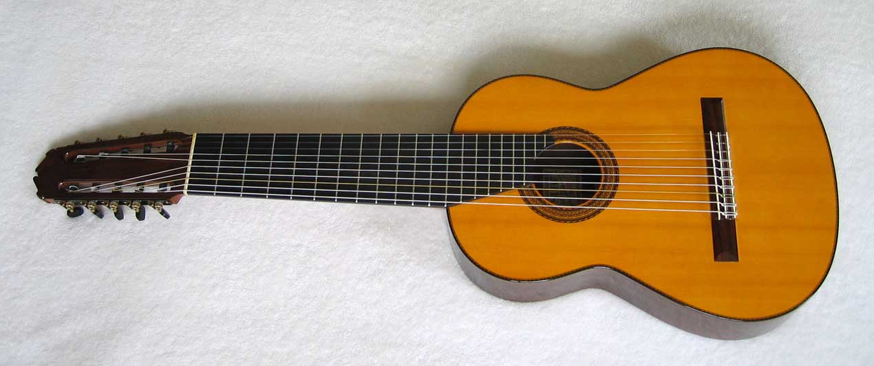 1975 Mitsuru Tamura 10-String Classical Harp Guitar, Spruce Top, Signed Label