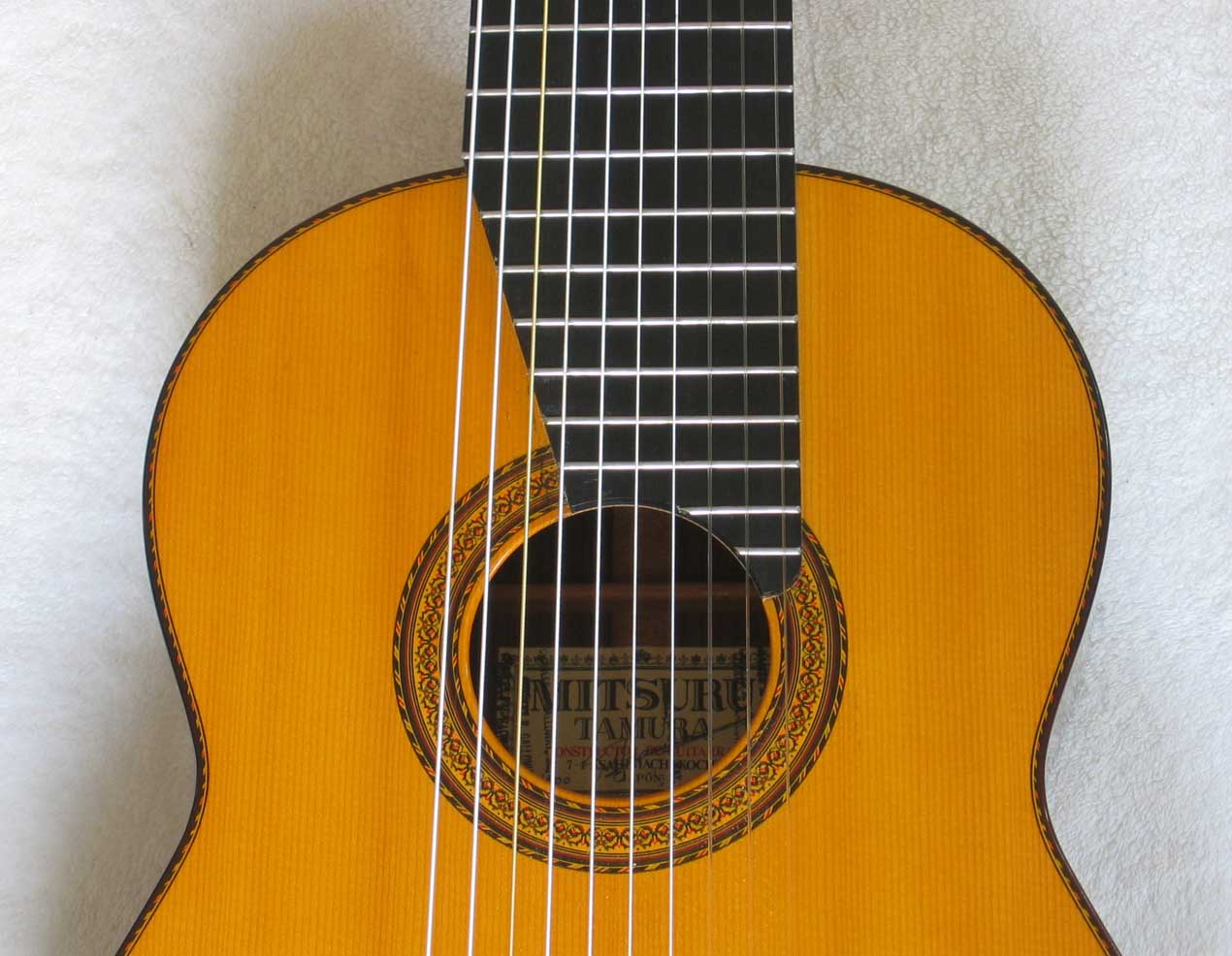 1975 Mitsuru Tamura 10-String Classical Harp Guitar, Spruce Top, Signed Label
