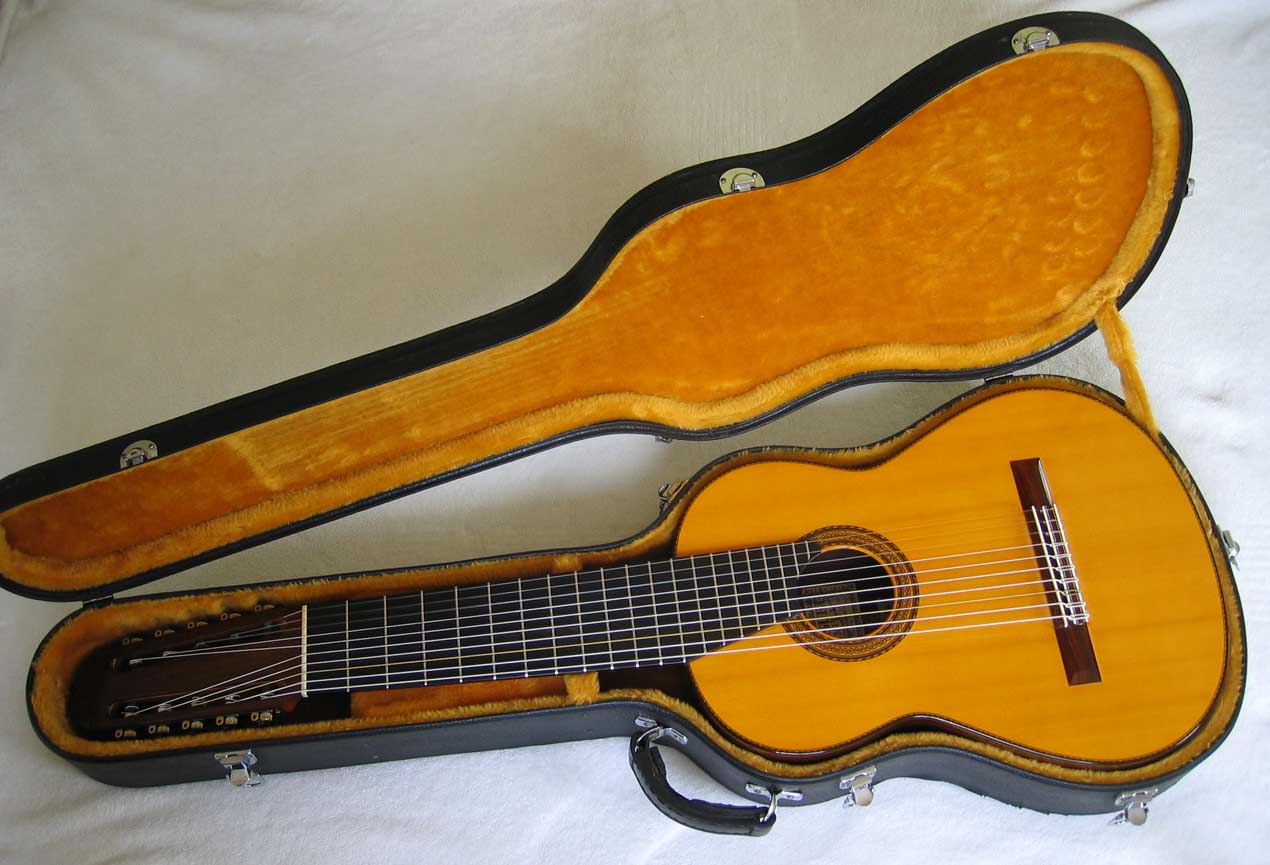 1975 Mitsuru Tamura 10-String Classical Harp Guitar, Spruce Top, Signed Label