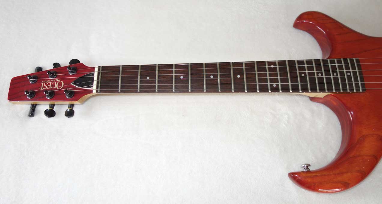 Vintage 1980s Quest by Vantage (Matsumoku MIJ) Mini Travel Guitar w/Custom USA Body, Coil-Splitting!